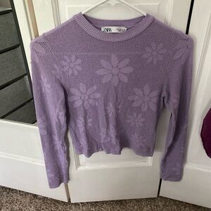 Purple mesh Zara flower top